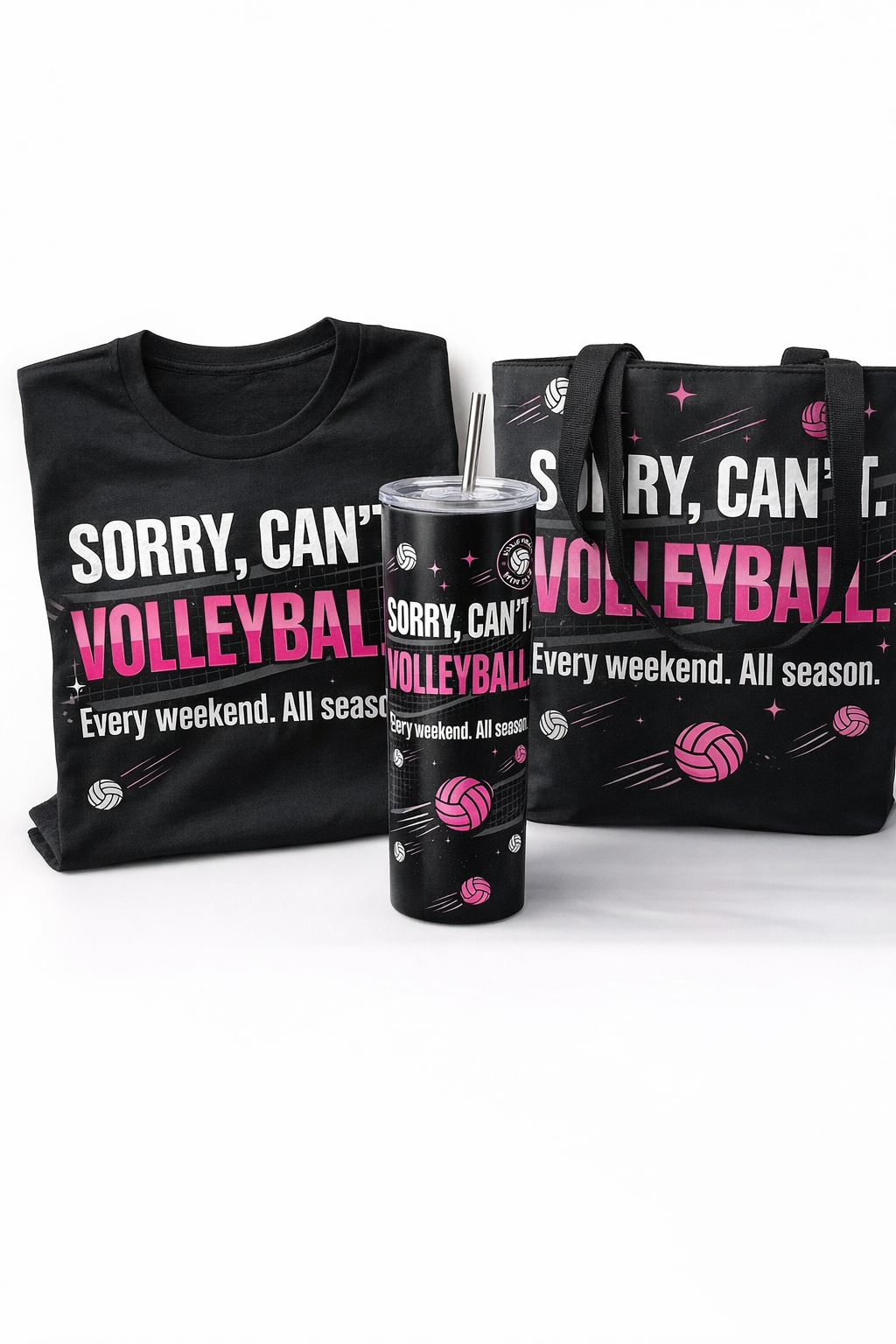 Volleyball Mom 20 oz Skinny Tumbler – Sorry Can’t Volleyball Travel Cup with Lid & Straw