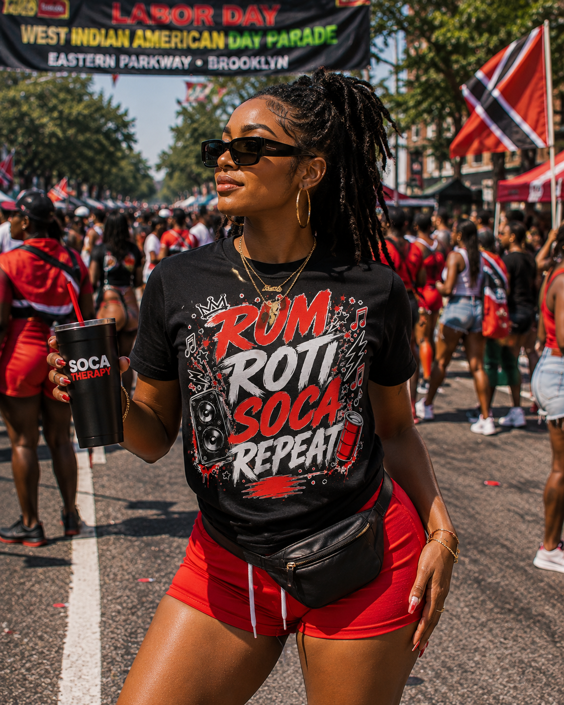 Rum Roti Soca Repeat Trinidad T-Shirt | Trini Culture Tee