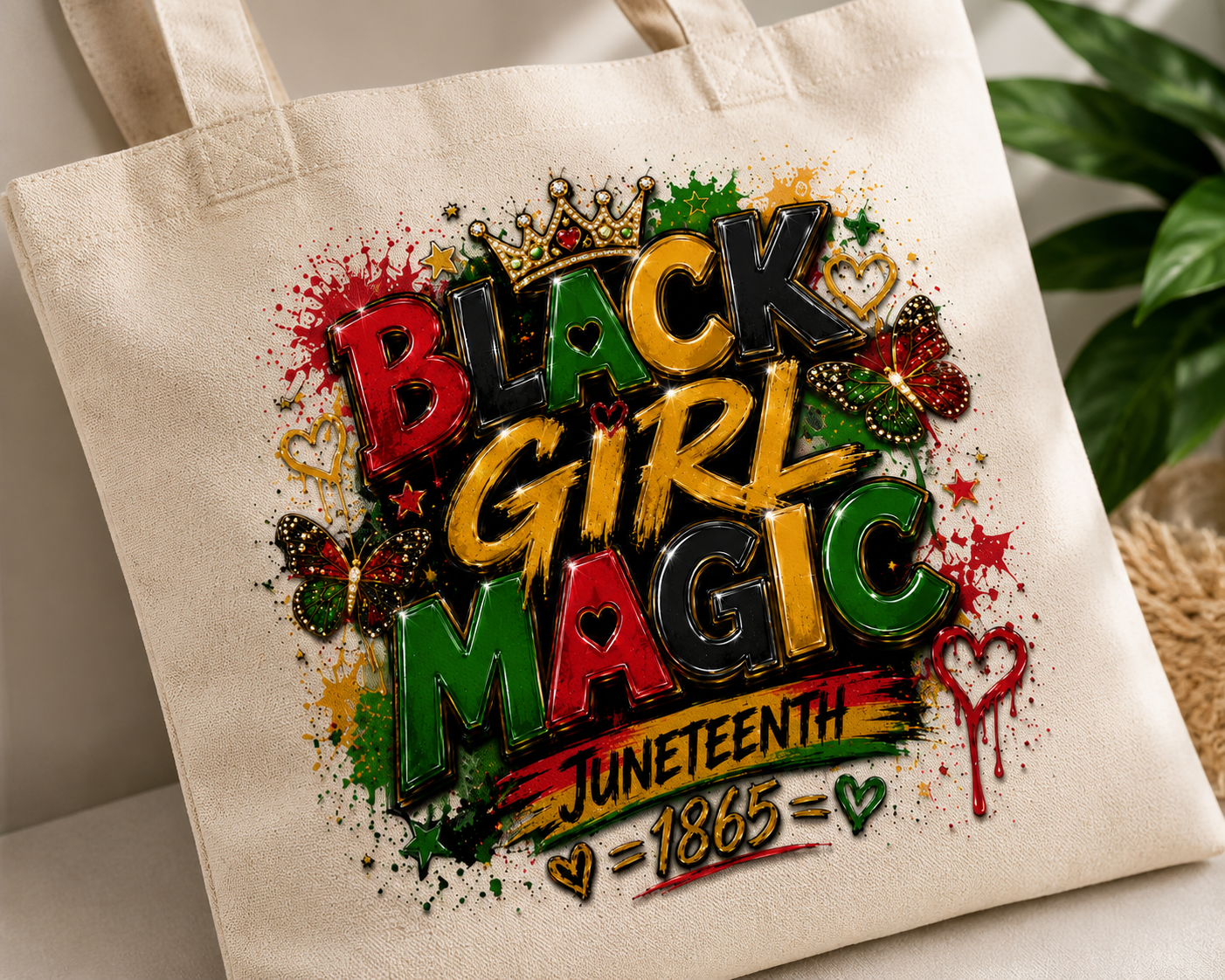 Black Girl Magic Juneteenth Canvas Tote Bag | Black History Tote | Pan-African Colors | Juneteenth Gift