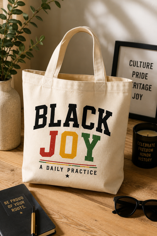 Black Joy Canvas Tote Bag | Juneteenth Tote | Black History Tote Bag | Pan-African Colors