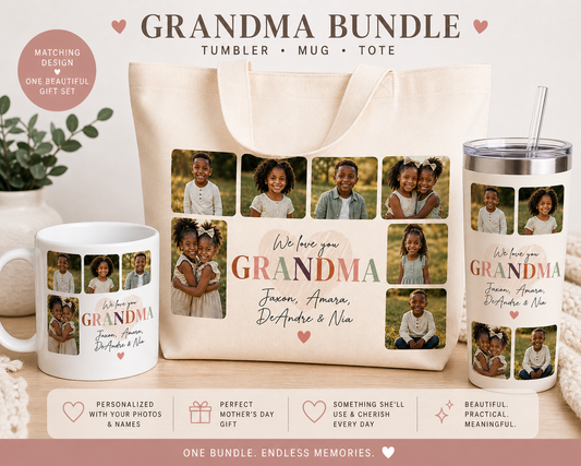 Grandma Photo Collage Bundle | Personalized Photo Gift Set for Grandma | Mother's Day Gift