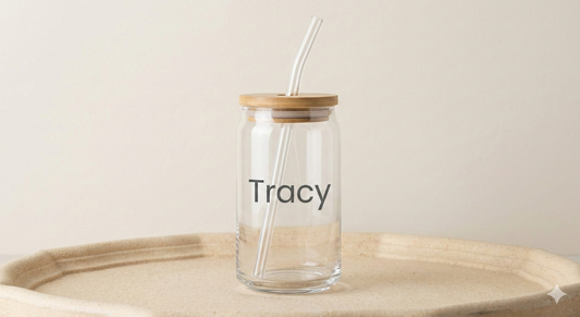 Personalized Glass Can Cup | Custom Name or Valentine Gift