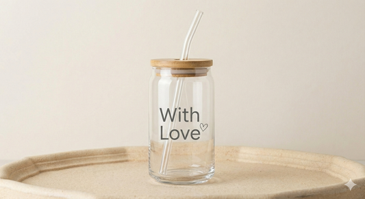 Personalized Glass Can Cup | Custom Name or Valentine Gift