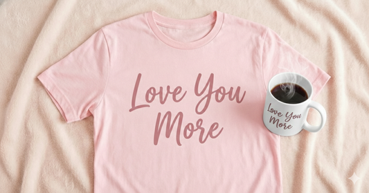 Love You More T-Shirt & Mug Gift Bundle – Matching Valentine’s Day Gift Set