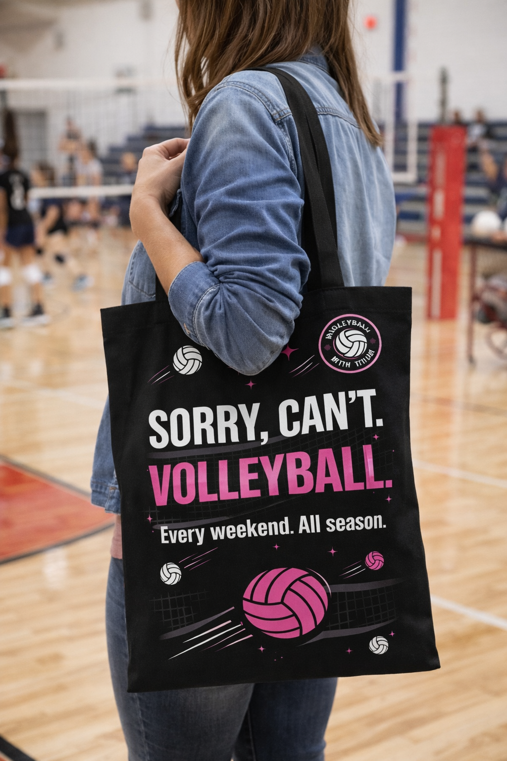 Volleyball Mom Tote Bag – Sorry, Can’t Volleyball Game Day Tote