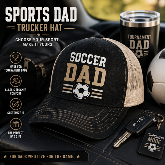 Sports Dad Trucker Hat | Volleyball, Soccer & Basketball Dad Hat | Father's Day Gift