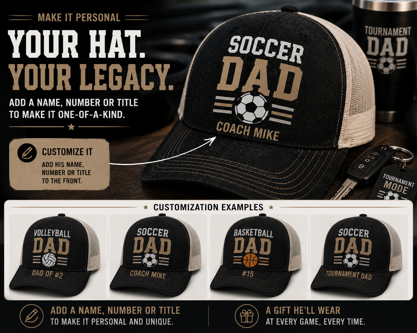 Sports Dad Trucker Hat | Volleyball, Soccer & Basketball Dad Hat | Father's Day Gift