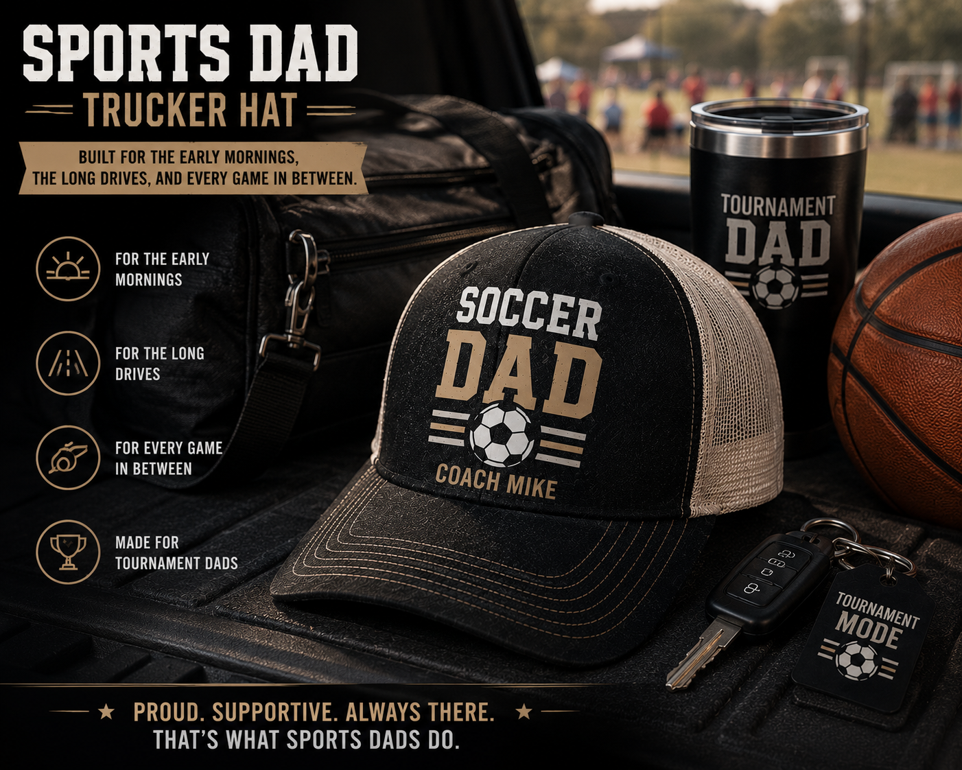 Sports Dad Trucker Hat | Volleyball, Soccer & Basketball Dad Hat | Father's Day Gift