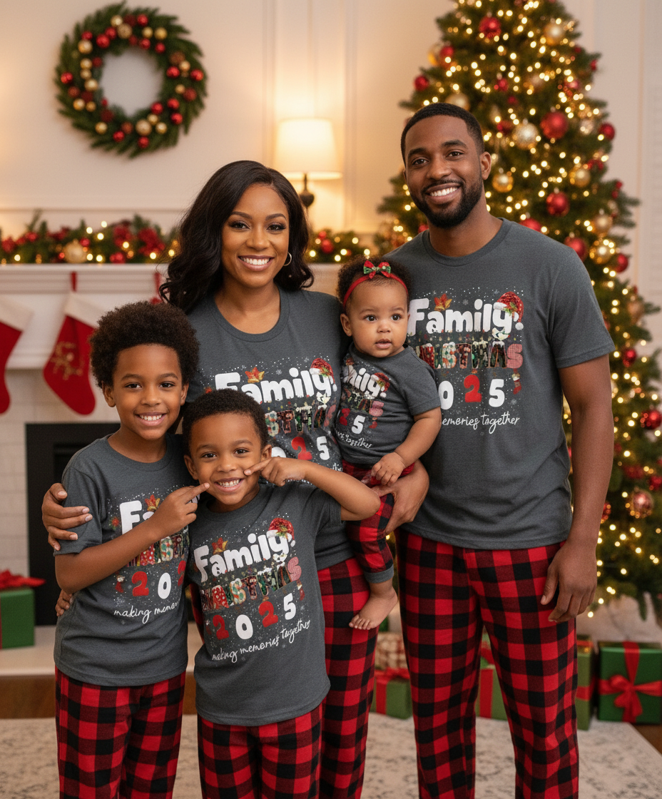 African American Family Christmas 2025 Pajama Mockup