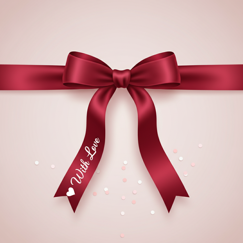 Deep red ribbon bow with With Love personalization