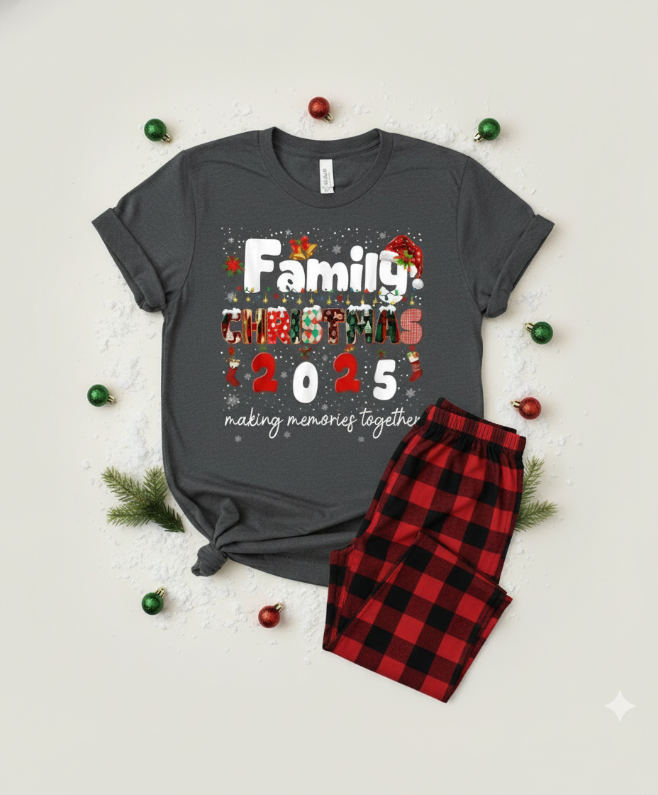 Family Christmas 2025 pajama set with buffalo plaid