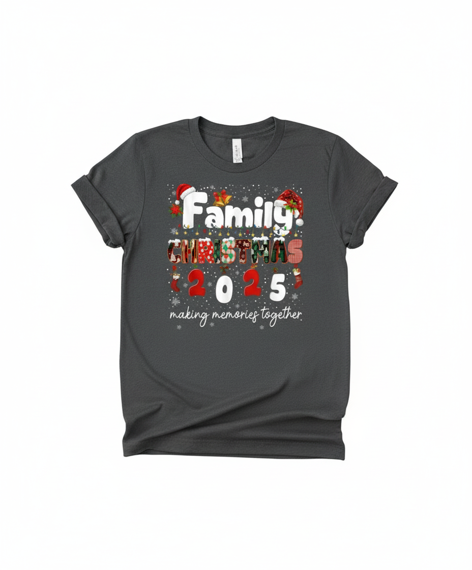 Family Christmas 2025 T-shirt on white background