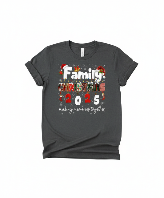 Family Christmas 2025 T-shirt on white background