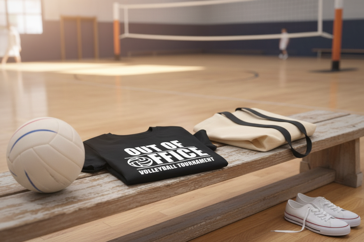 Out of Office Volleyball Tournament Lifestyle Mockup