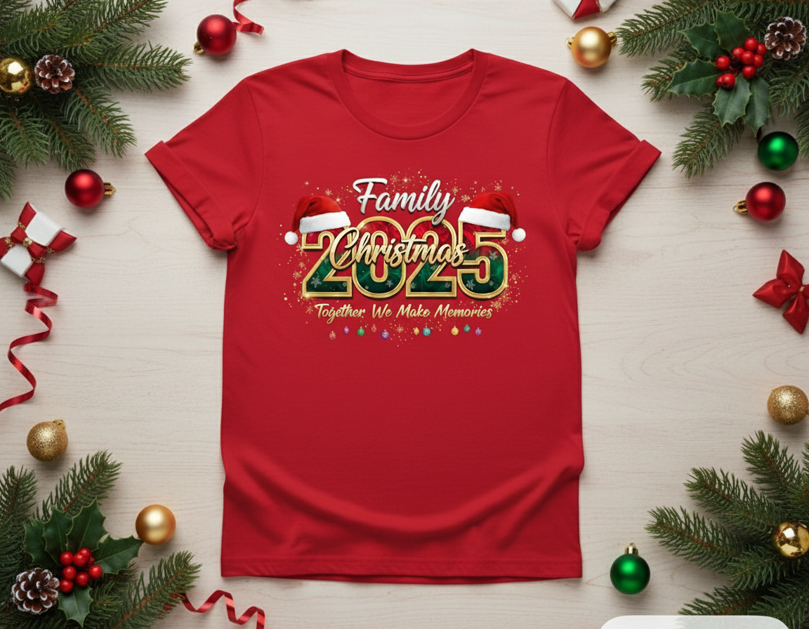 Red T-Shirt Christmas Mockup