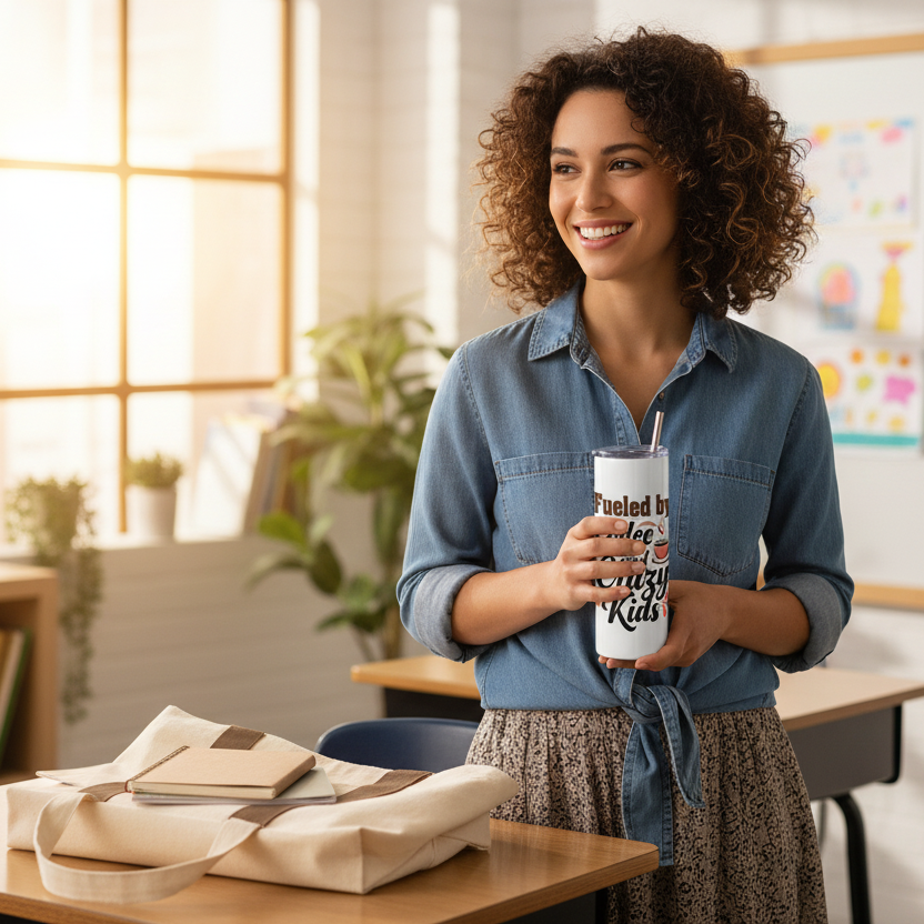Teacher Lifestyle Photo with Tumbler