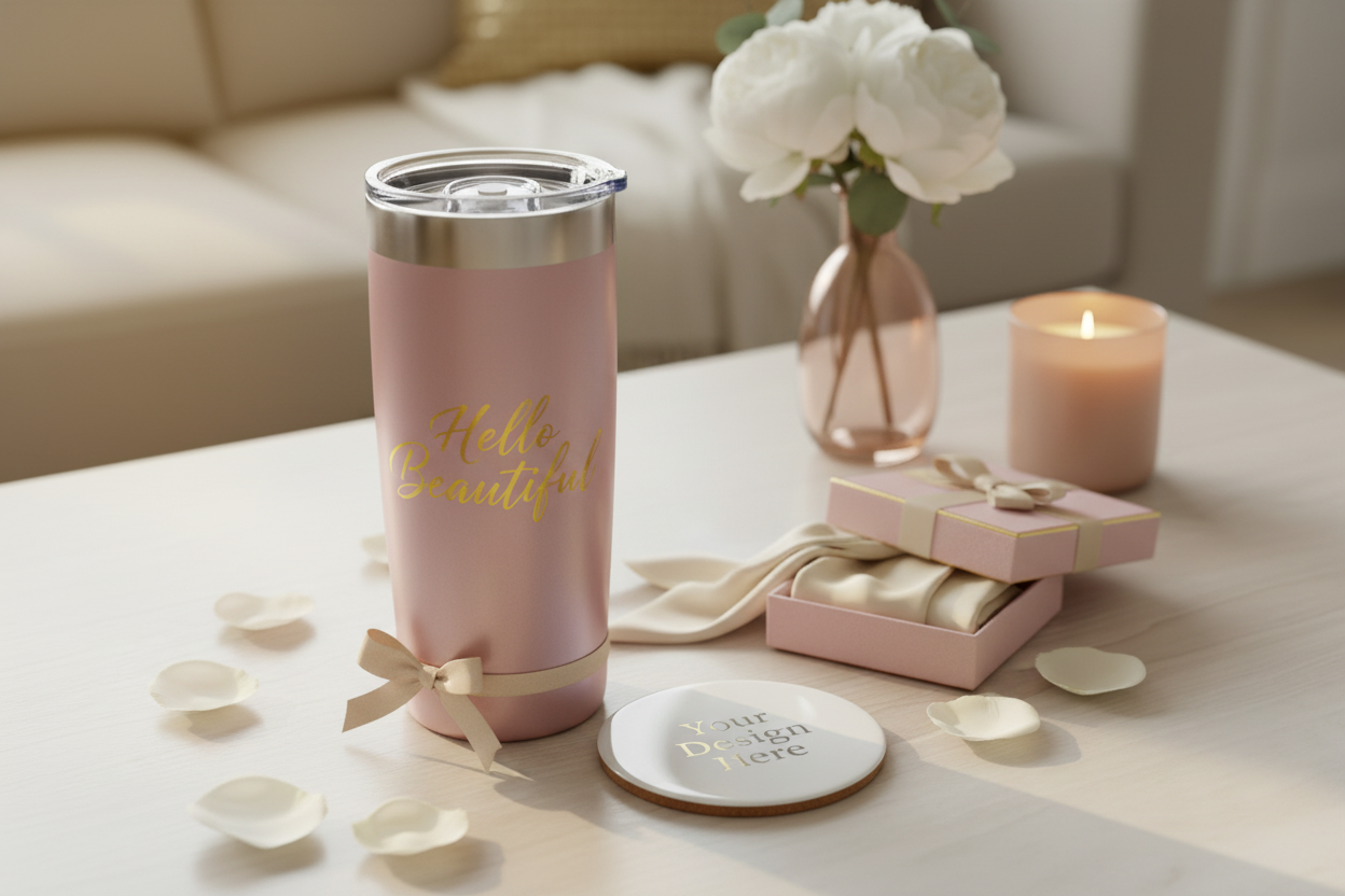 Tumbler and Coaster Lifestyle Image